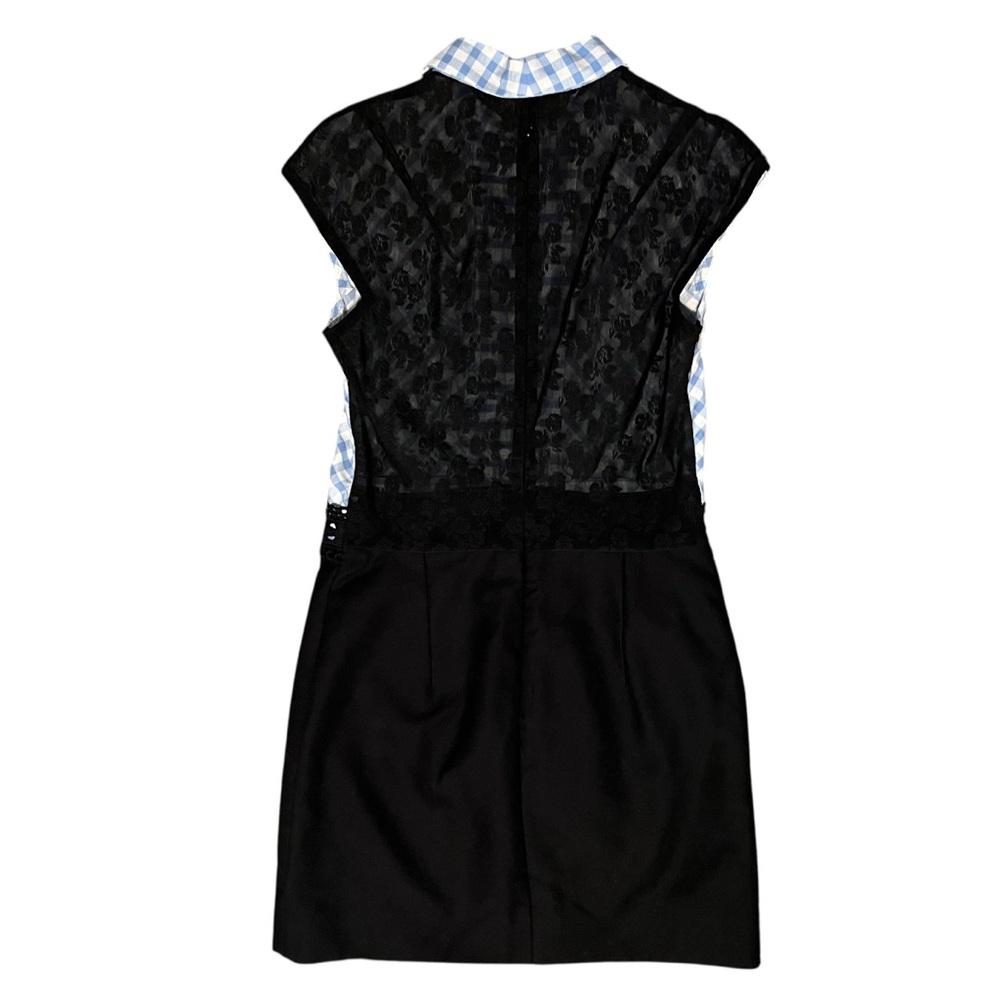Carven Blue White Black Sleeveless Checker Button Dress Size 4 - Picture 4 of 6